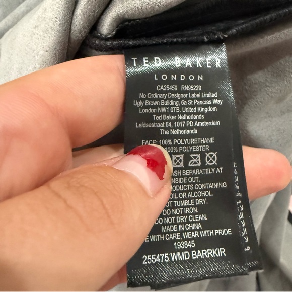 Ted Baker Dress Barrkir Midi Button Down Shirt Dress in Faux Leather Black - Picture 4 of 5